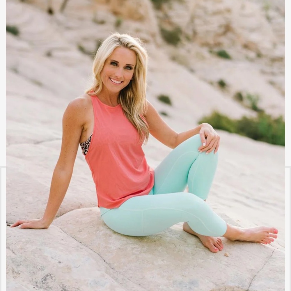 ZYIA Active Double Racer Tank in Coral, Size XS